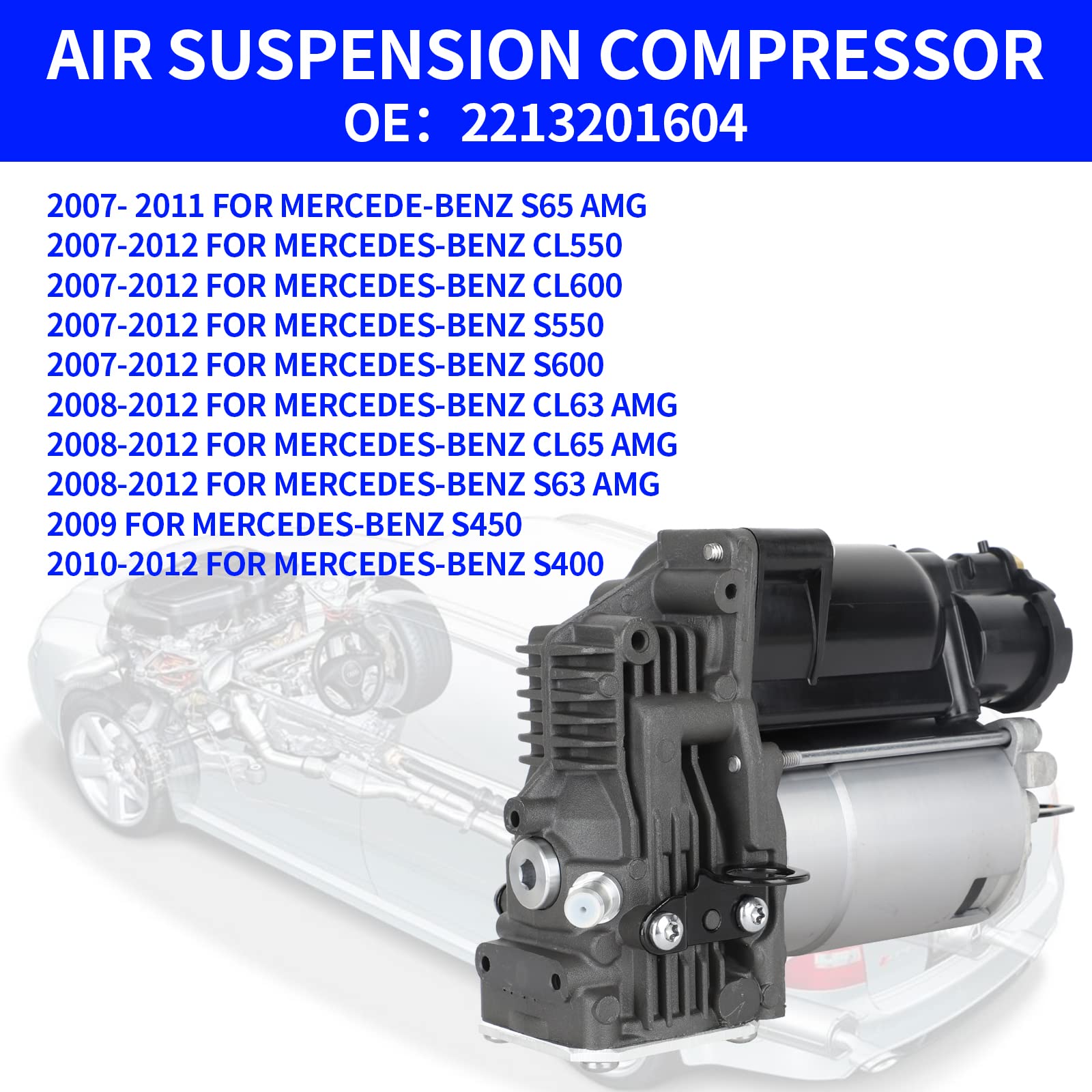 Air Suspension Compressor - Mercedes C-Class, CL, S-Class -6