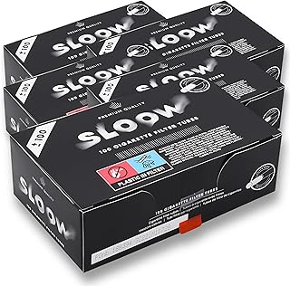 SLOOW Lot de 5 Boîtes de 100 Tubes avec Filtres ou Boîte de 500 Tubes pour Cigarettes, Fabrication Européenne, Qualité Premium, Compatible Toutes Machines à Tuber, D_40682019