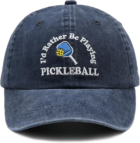 Waldeal Gorra de béisbol con texto en inglés "I d Rather Be Playing Pickleball", gorra de béisbol lavada ajustable para hombres y mujeres