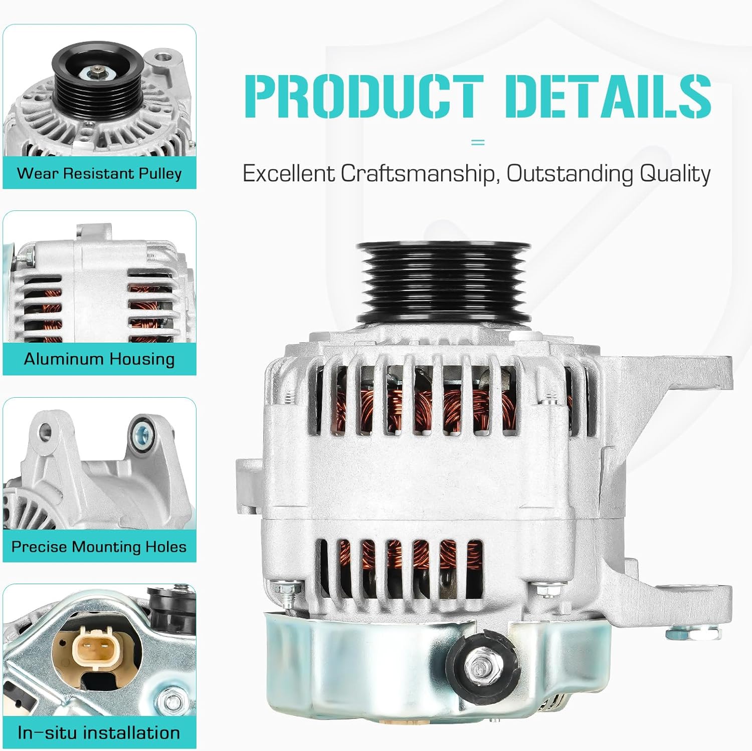 Alternator Compatible With Jeep TJ Series and Wrangler 4.0 4.0L 2001 2002, AND0255, 56041565AB, 121000-3810, 400-52312