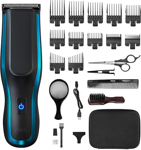 Wahl Clipper Kit Self Clip 360 - Self Hair Clipping, Cordless, Black, 10 Attachment Combs, USB Charging, Long Life Battery, Self Grooming, DIY, Rinseable Blades, Easy Grip, Lightweight
