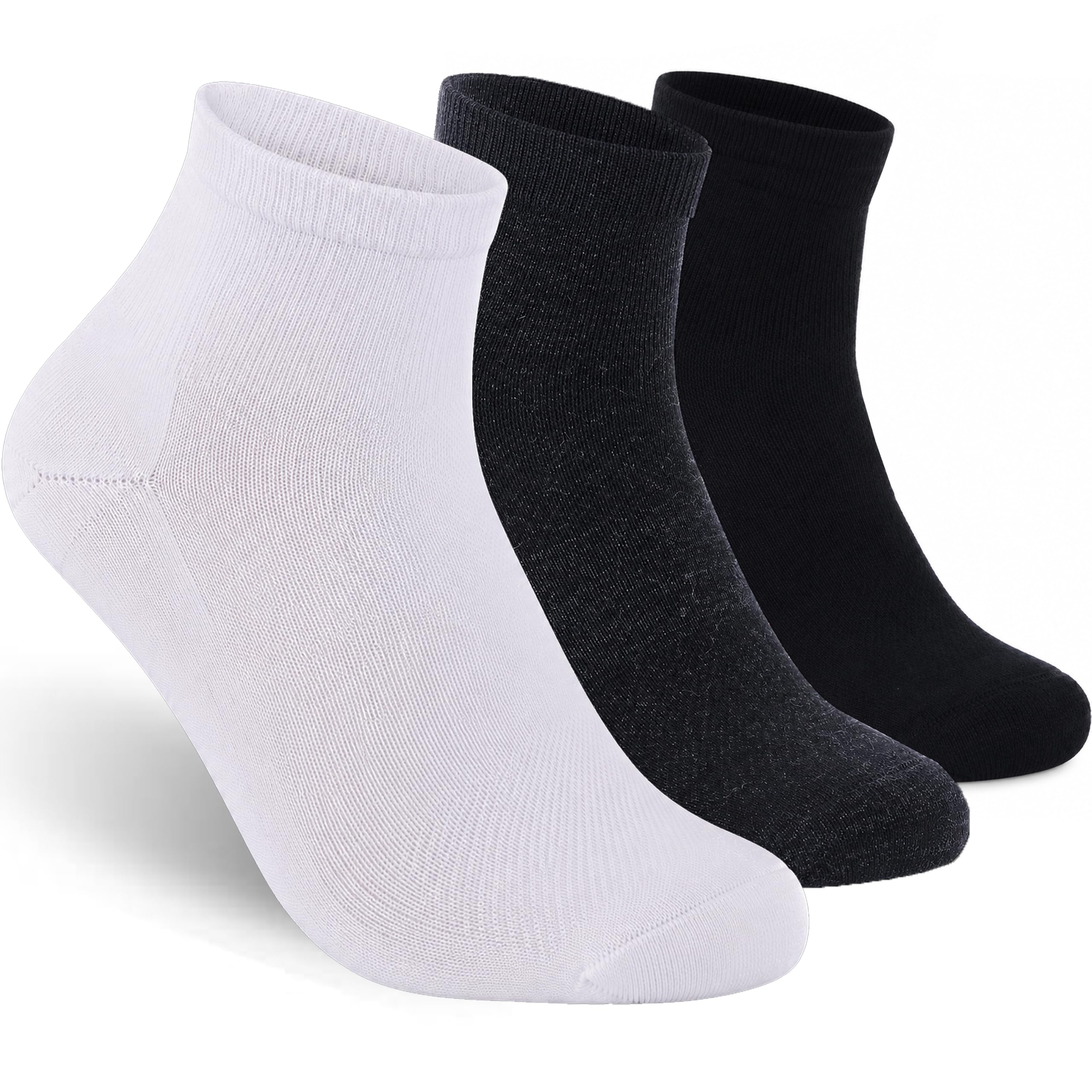 90% Merino Wool Ankle Men's Women's Sports Business Casual Running Moisture Wicking Everyday Thin Wool Socks, Large, Black Grey White, 3 Pairs-image-30