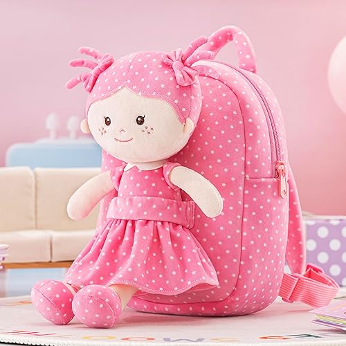 Miniatura 5 de Onetoo Mochila de conejo de Pascua, mochila para niñas, mochilas para niños con muñecas de bebé de felpa suave, conejito rosa, 9.5 pulgadas