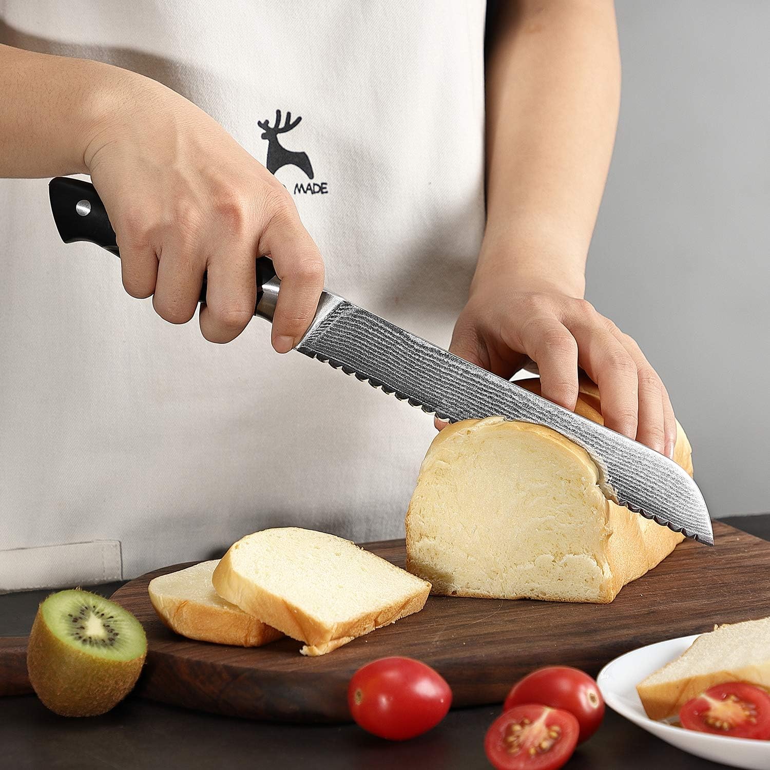 Serrated Bread Knife 8 Inch, XingRui Series Professional Kitchen Knife Forged with VG10 Super Steel 67-Layer Damascus, Non-slip ABS Ergonomic Triple Rivet Handle, Razor Sharp Lightweight Multipurpose