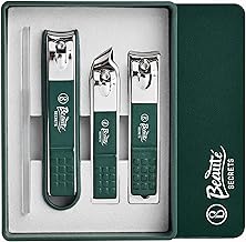 Beauté Secrets - Nail Cutter Set, Ultra Sharp Sturdy Fingernail Toenail Clipper Nail Clipper with Glass file 4 Pcs set for men women adult nail cutter set for Thick Toenails & Nails (GREEN Set of 4 with Box)