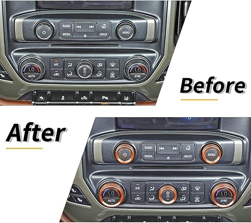 Miniatura 48 de Voodonala Pomos de radio AC para interruptor de aire acondicionado, botón central de consola para interruptor de consola central, moldura para Chevy