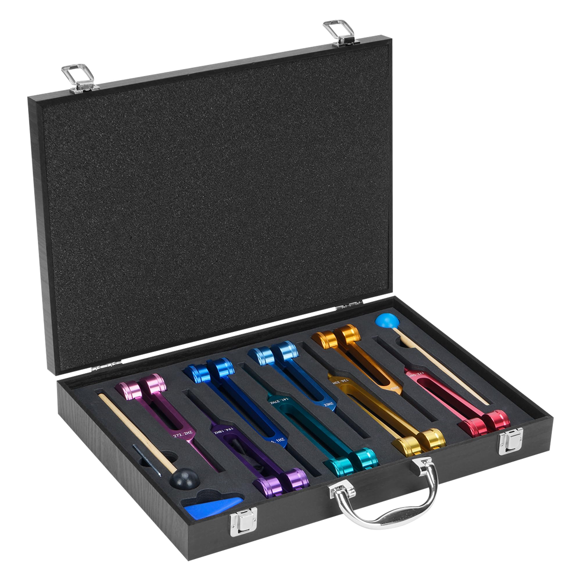 jxgzyy Stimmgabel Set Koffer 8 Stück Aluminiumlegierung Stimmgabel Heilung Stimmgabeln Chakren Stimmgabel Neurologie für Yoga, Meditation, Chakra Balance, Entspannung, Heilung