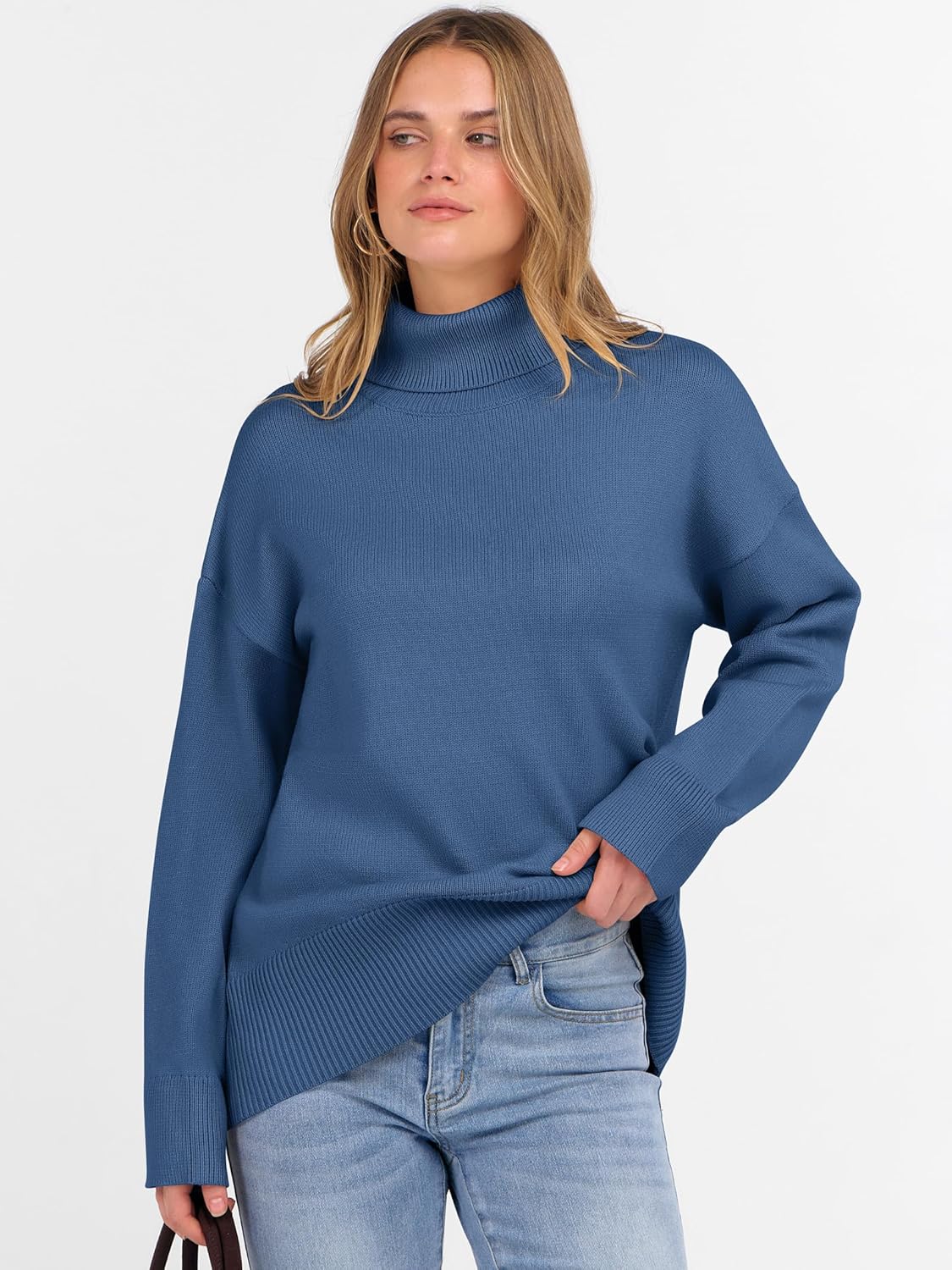 ANRABESS Womens Turtleneck Sweaters Oversized Chunky Long Sleeve Knit High Low Hem Pullover Top 2026 Fall Winter Fashion - Image 7