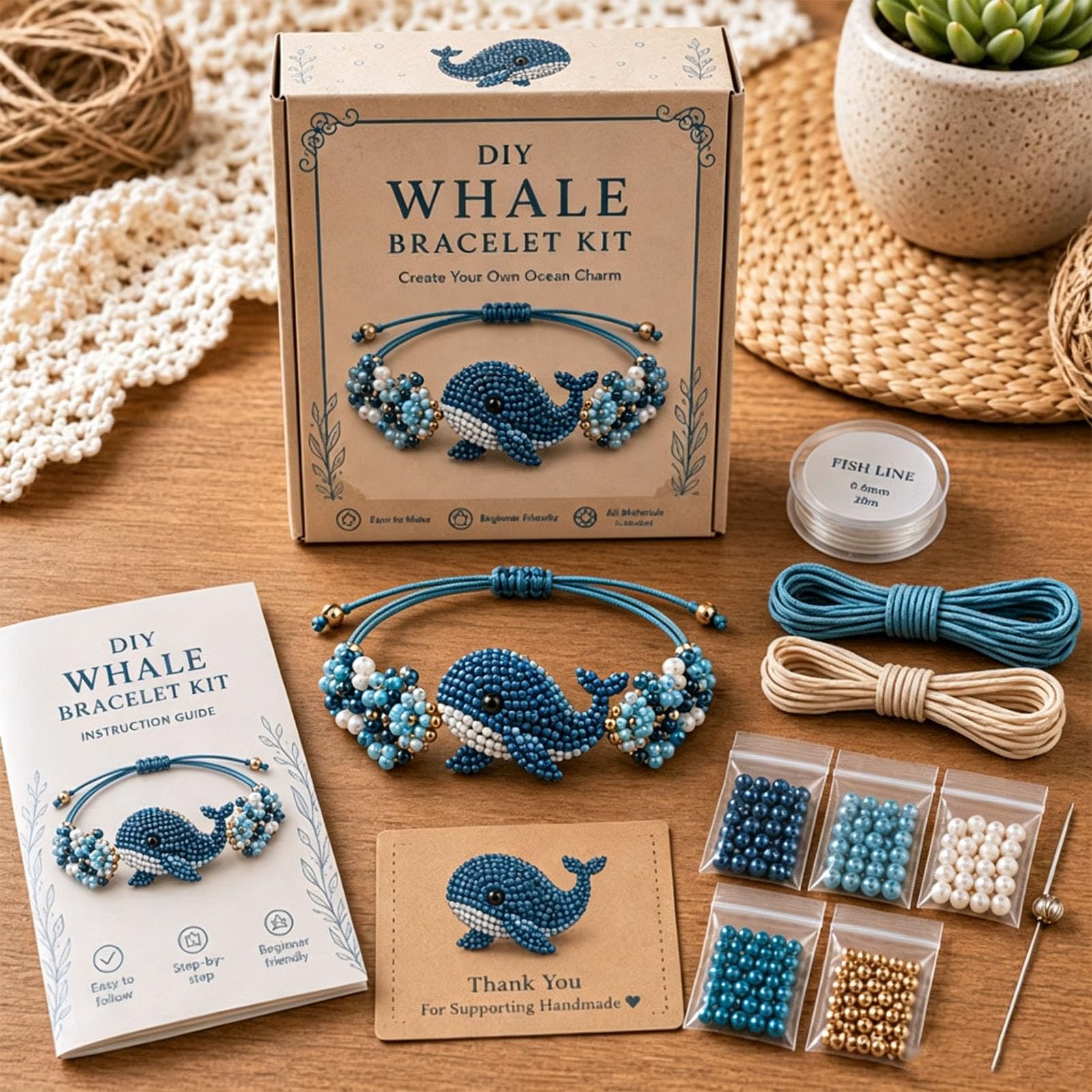 OLYGEE DIY Octopus Bracelet Bead Kit, 3D Beaded Bird Craft Set, Bead Animal Making Kit for Beginners with Plastic Resin Beads, Needle, Thread & Illustrated Instructions (#C)