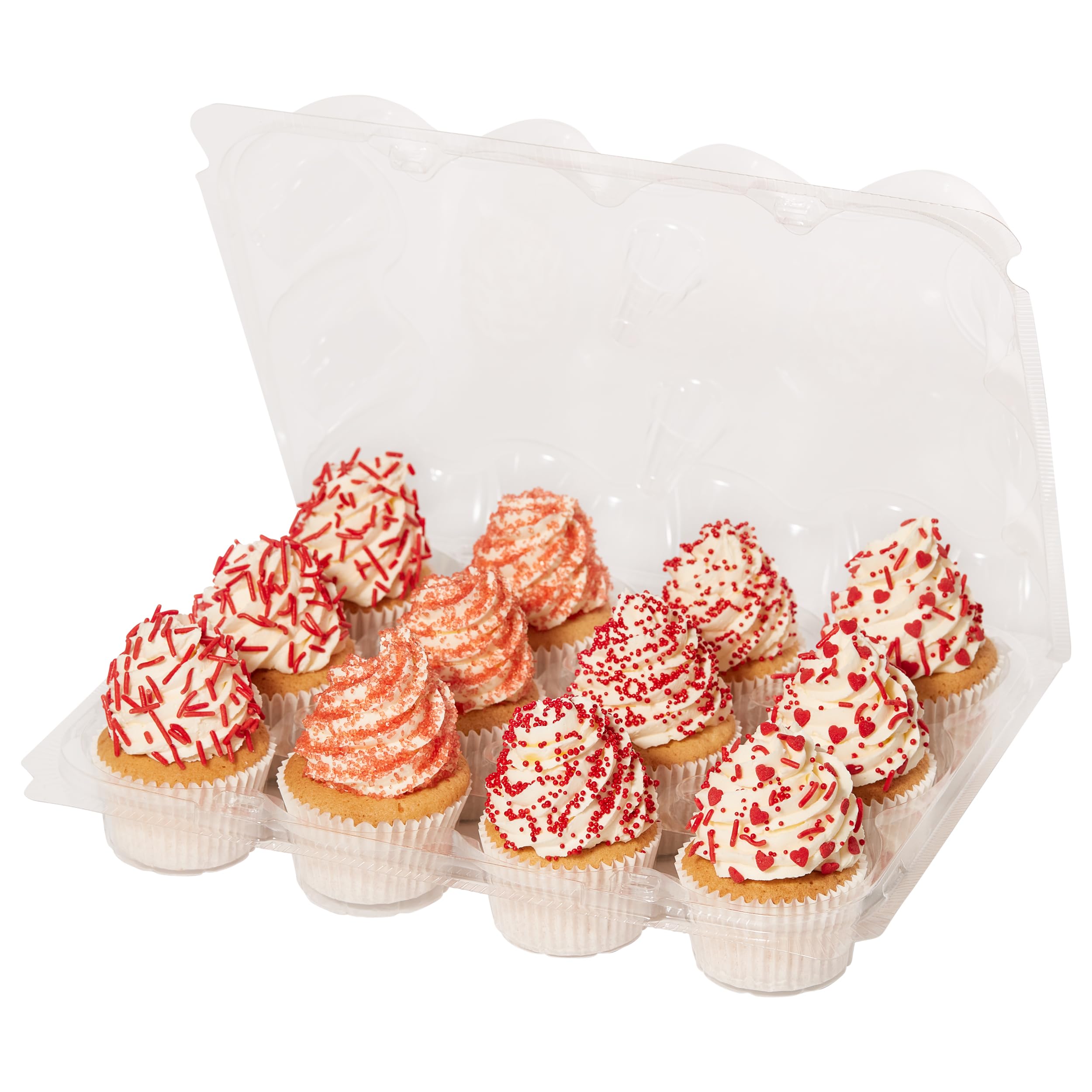 PME Pack of 3 Reusable Plastic Cupcake Container Carrier Boxes (12 cavities), Durchsichtig