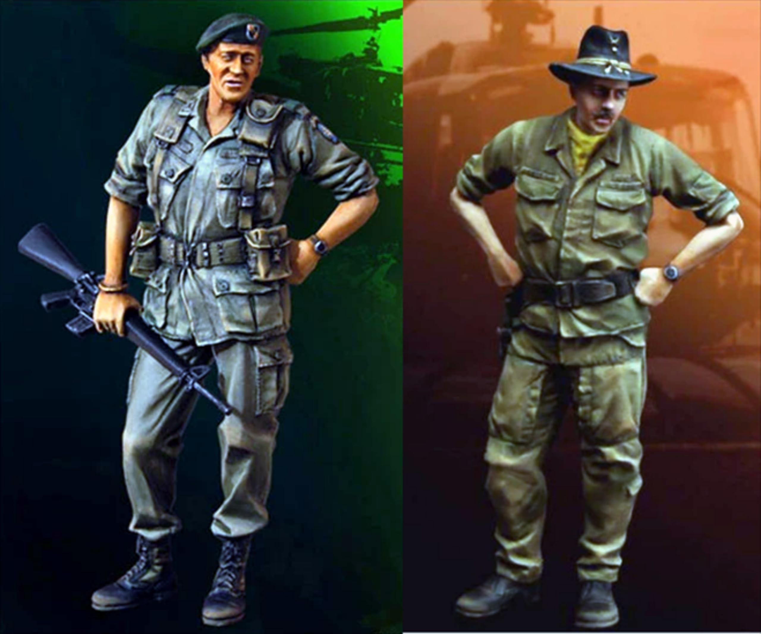 nqhupuo 1/35 Vietnam War US Soldier Resin Soldier Kit Unpainted and Unassembled Resin Model (2 Persons)//Q9X4g10