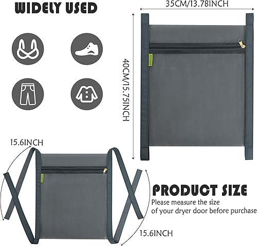 Miniatura 2 de Bolsa seca para zapatos, 3 unidades, 16 x 16 pulgadas, bolsa de red para secadores de puertas redondas, bolsas grandes de malla HoneyComber con