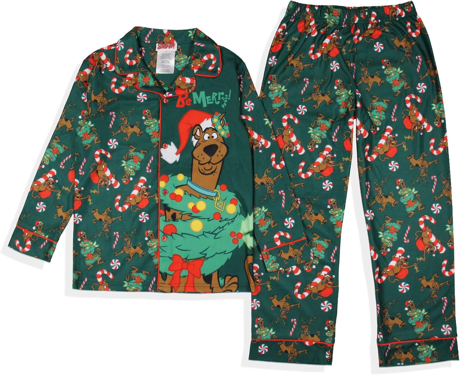 INTIMO Scooby-Doo Boys' Christmas Character Tree Reindeer Button Sleep Pajama Set - Image 3