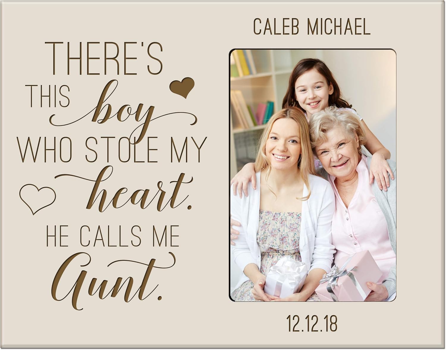 LifeSong Milestones Personalized Grandmother Gift There’s This Boy Who Stole from Grandson, Nephew, Granddaughter, Grandchildren Vertical Frame 4”x6” Photo Measures 8”x10” (Ivory)