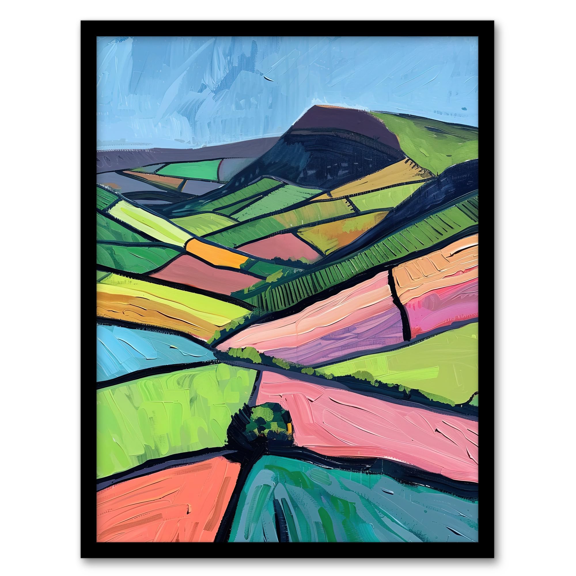 Artery8 Mam Tor Peak District Colourful Oil Painting Living Room Artwork Framed Wall Art Print 18X24 Inch