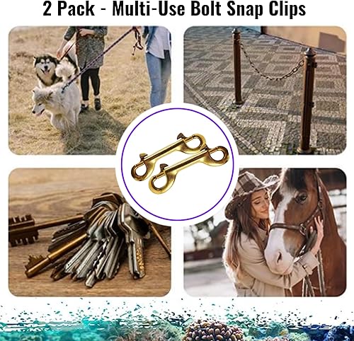 Miniatura 3 de Paquete de 2 - Clips de latón macizo de doble extremo de 4 pulgadas (3.9 in) de grado marino con resorte SS316