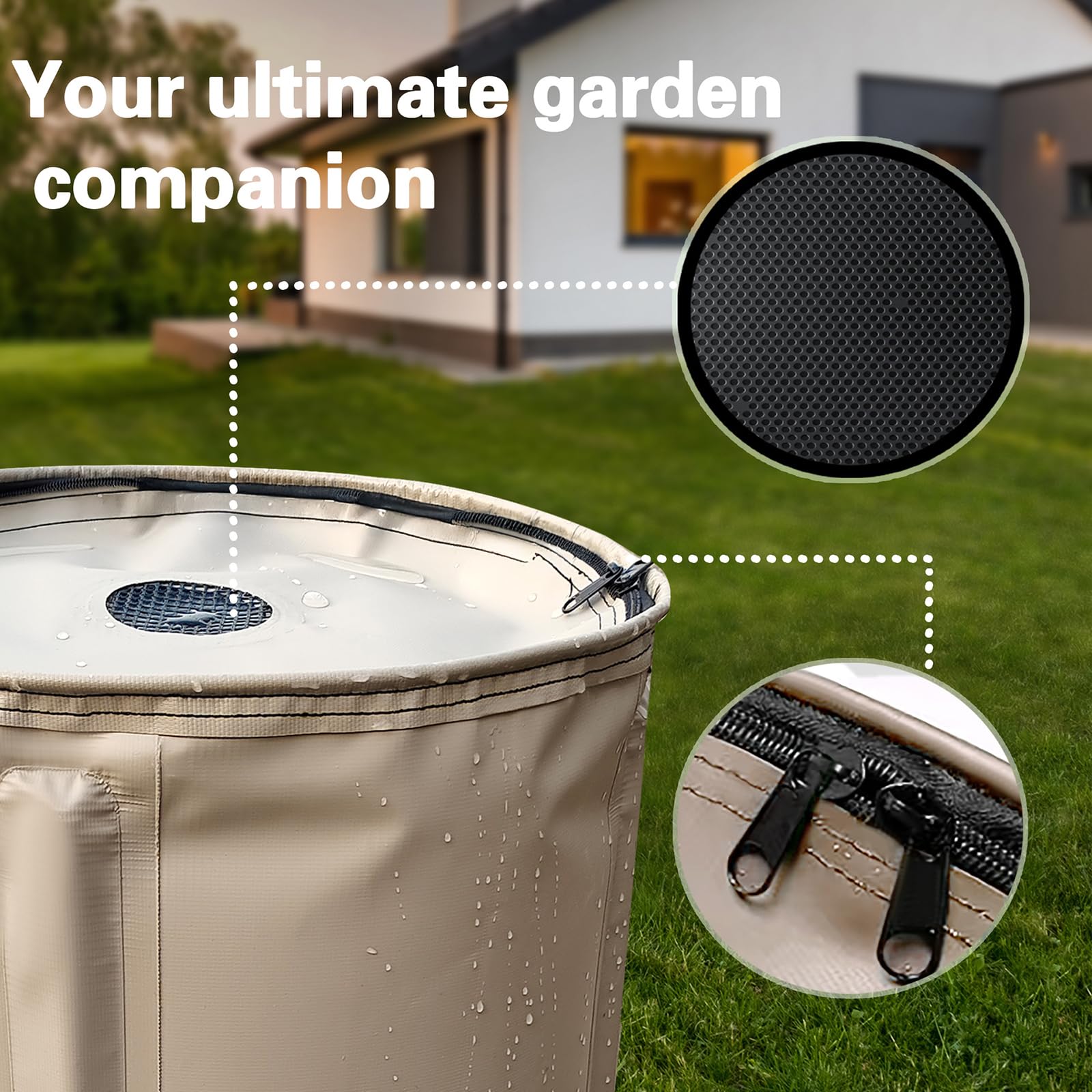 Depósito De Agua Plegable Para Lluvia PVC, Sistema Portátil De Recolección Con Colector Para Bajante, Ideal Para Jardín, Patio O Huerto,500L