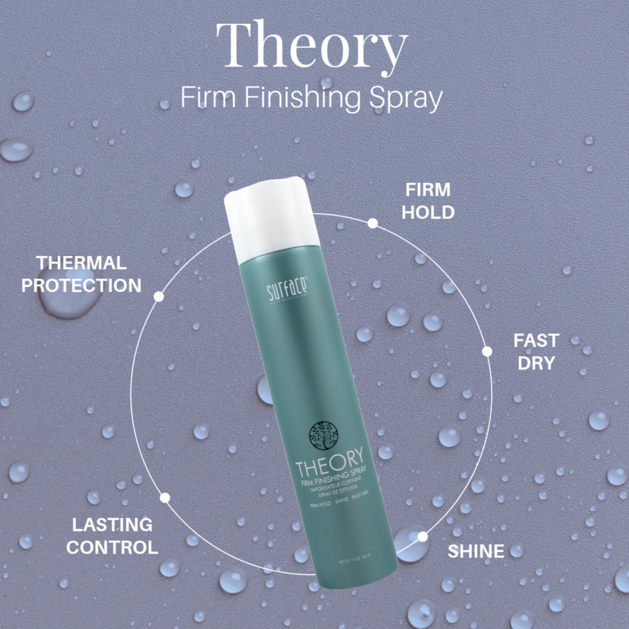 SURFACE Hair Theory Firm Finishing Spray, Strong Hold Styling Hairspray - All Day and Night Lasting Control,10 oz (Packaging may vary)