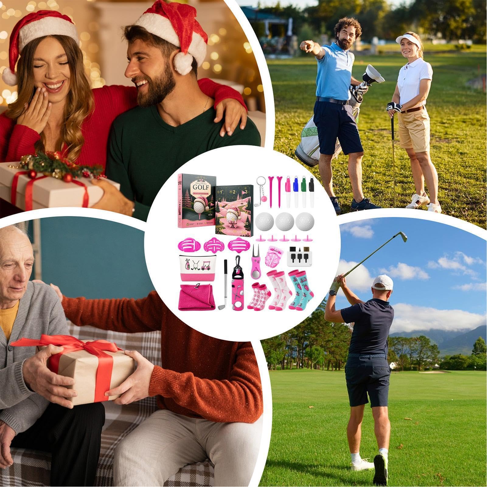 Calendrier de l'Avent Golf Coffret Cadeaux de Golf Balles Tees Marqueurs
