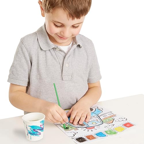 Miniatura 3 de Melissa & Doug Pintar con agua - Vehículos, 20 páginas perforadas con paletas a prueba de derrames
