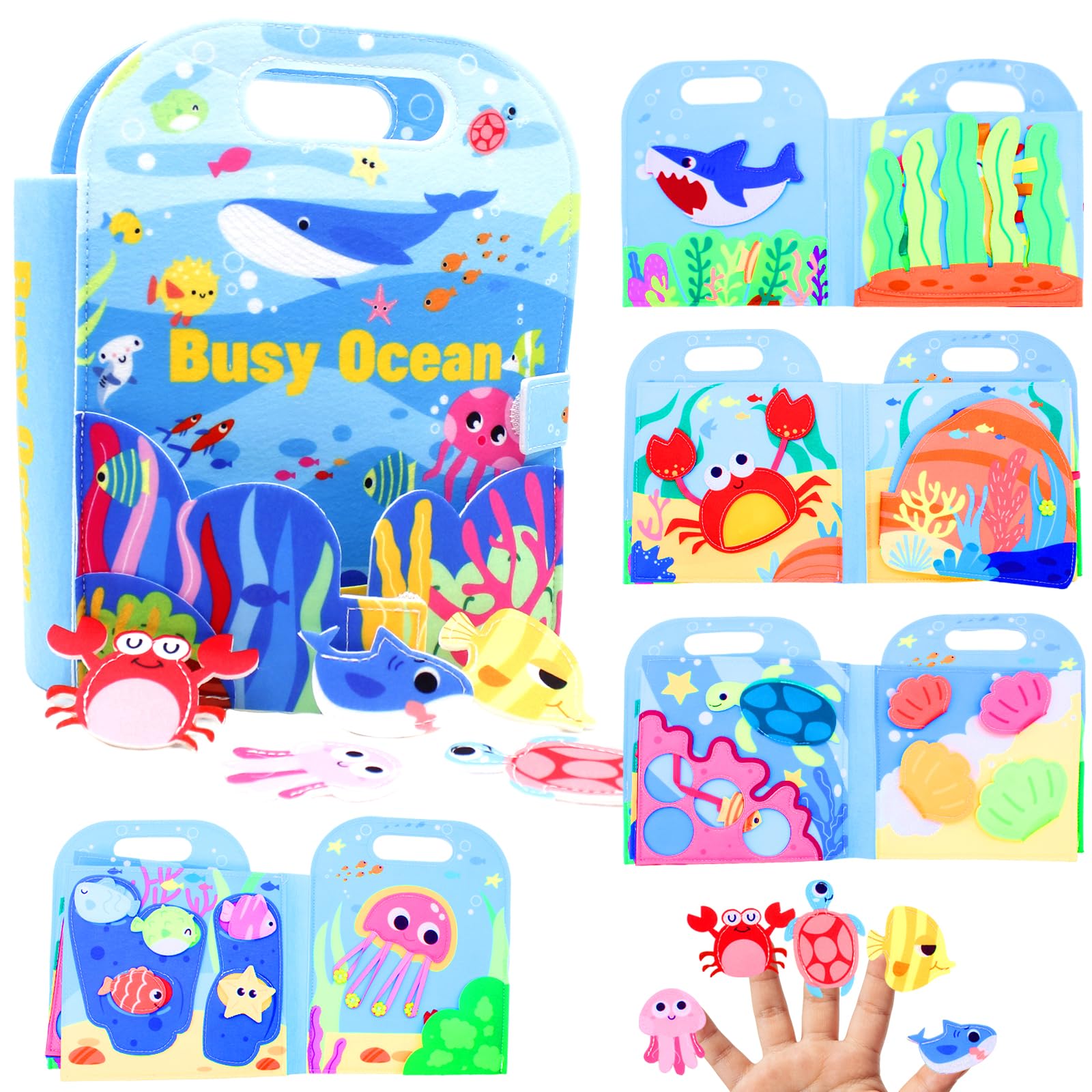 Busy Board Montessori Libro Interattivo 1 Anno, Libro in Tessuto per Bambini, Montessori Silenzioso Libros con, Giocattolo a Partire da 2 3 4 5 6 Anni, Regalo per Ragazzi e Ragazze