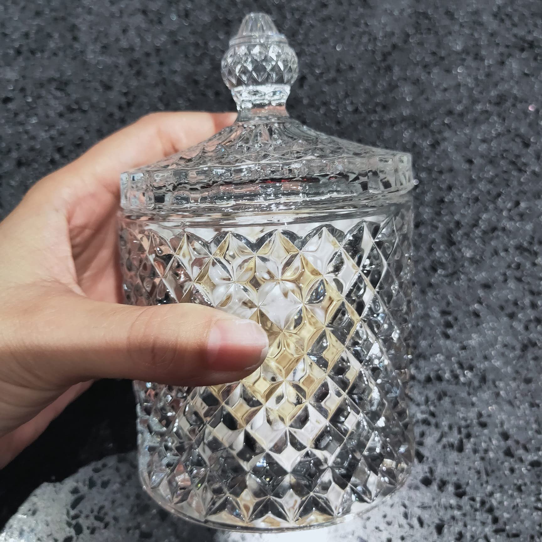 Sucrier avec Couvercle sucrier sucrier en Verre Vintage avec Couvercle, Pot en Verre à Relief tridimensionnel rétro européen Pot à Bonbons Pot d'assaisonnement avec Couvercle