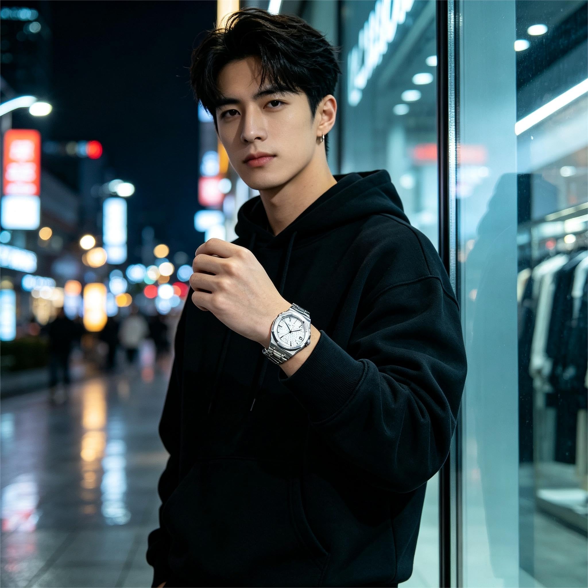 Reloj mecánico automático Octogonal de acero con calendario
