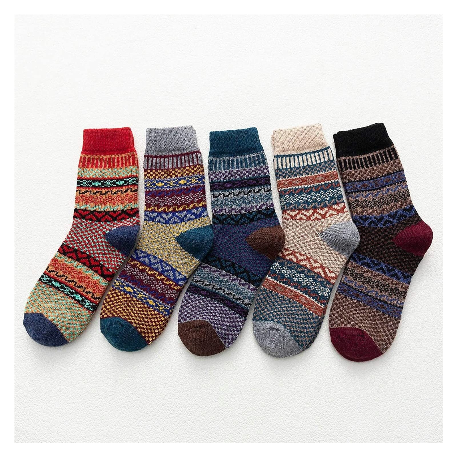 Calcetines 5 pares de calcetines de invierno cálidos y acogedores para mujer Calcetines casuales vintage para mujer Suaves Calcetine