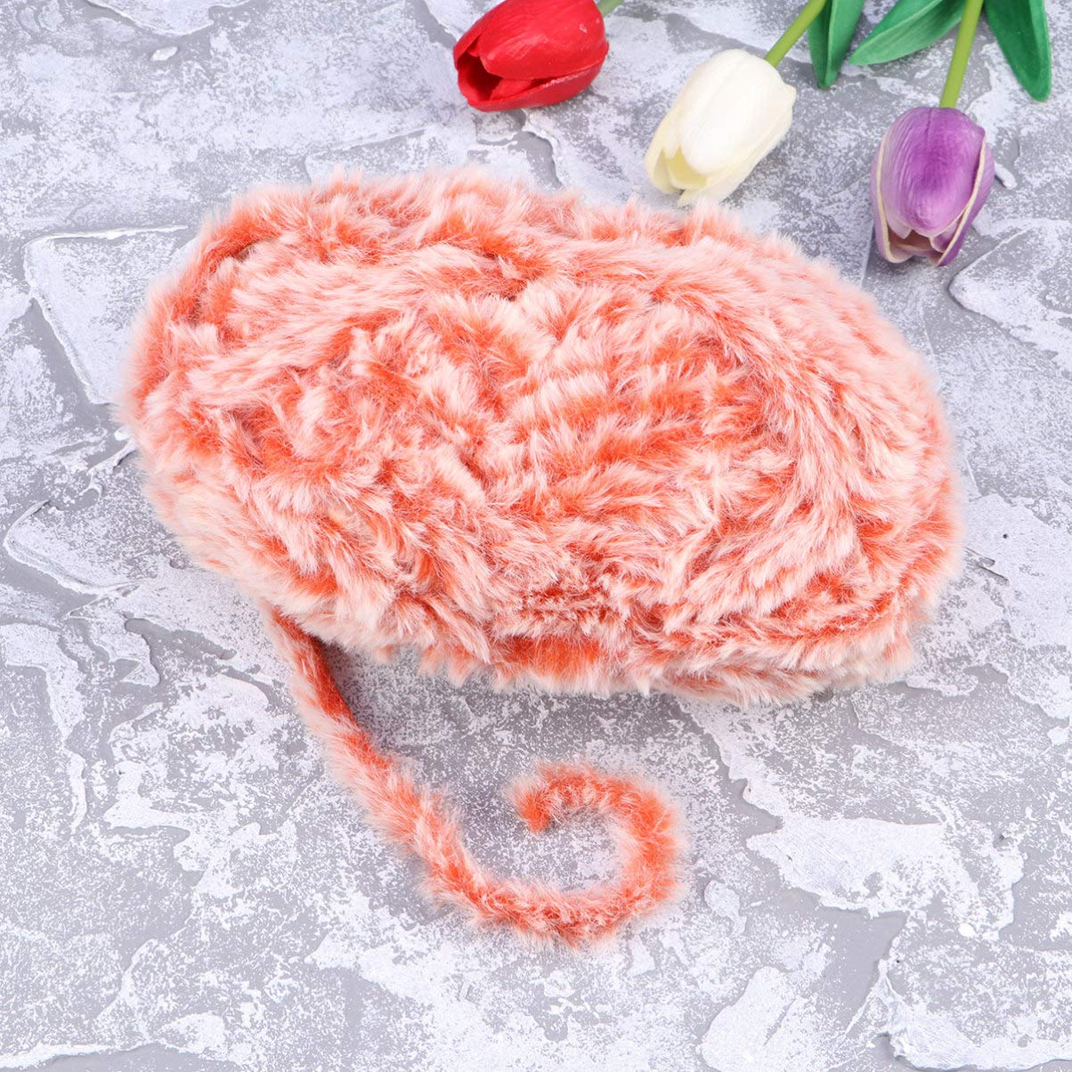 Healifty 2pcs Imitation Knitting Yarn Soft Fluffy Yarn Faux Yarn for Crochet for Clothes Scarf(Pink) - Image 4
