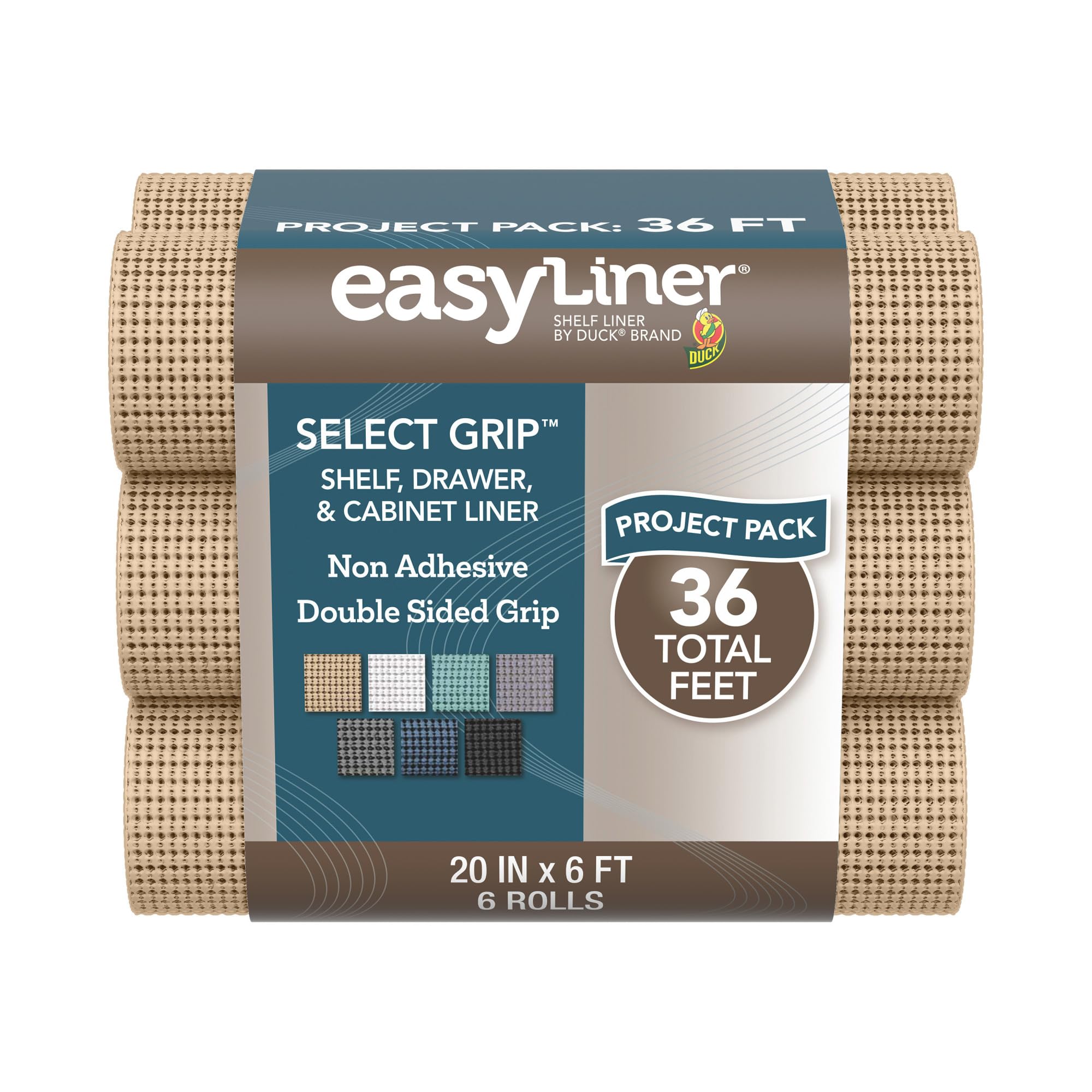 Rouleau de revêtement pour étagère Duck Select Grip marron 50,8 cm tapis de tiroir antidérapant