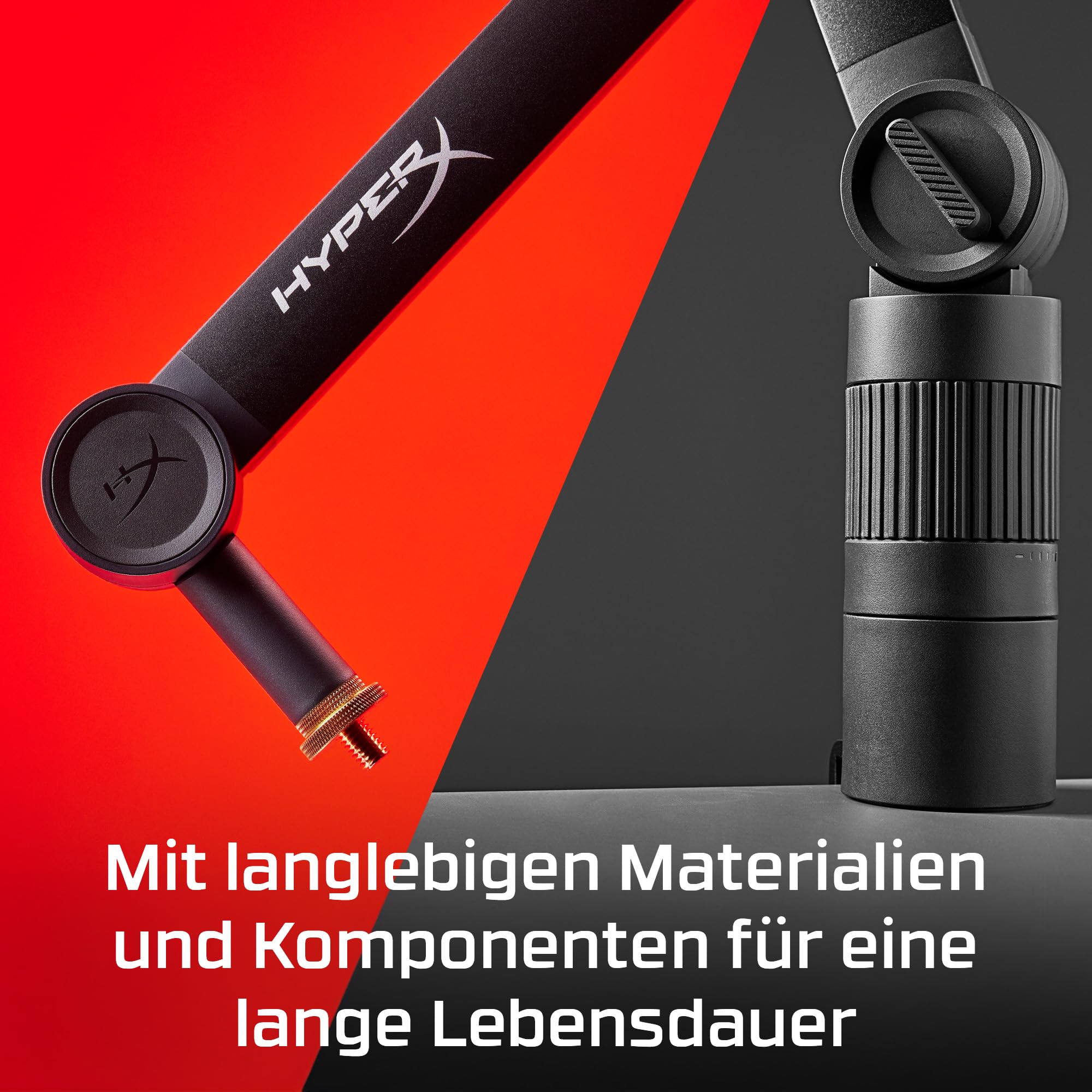 HyperX Caster Mikrofon- & Kameraarm – werkzeuglos, mit Kabelführung, 360° schwenkbar, bis 1 kg Tragkraft, 1/4", 3/8", 5/8" Gewinde, ideal für Streaming & Content Creation – Schwarz