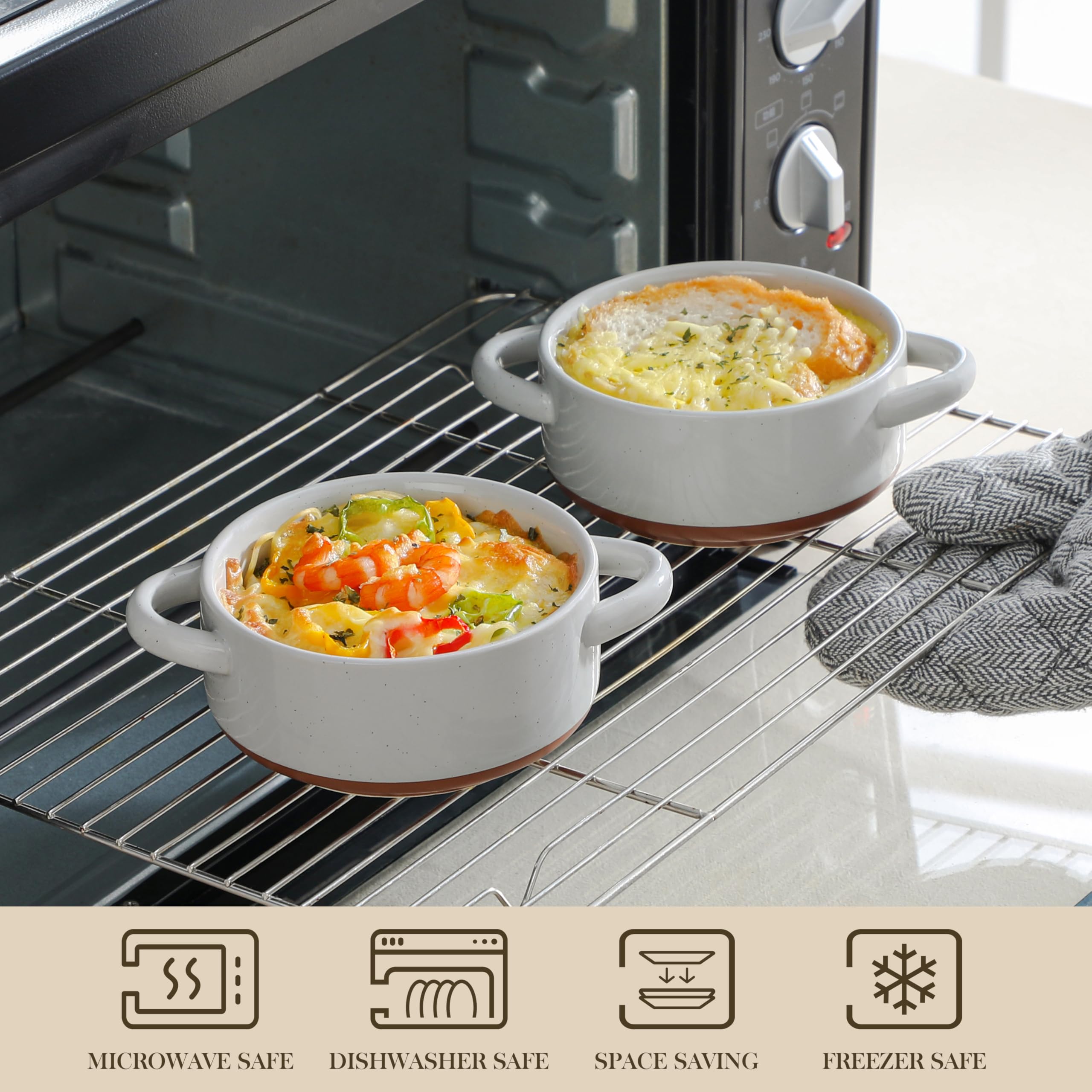 Amazon.com: MALACASA Mini Cocotte Set - 12 OZ Ramekins with Lids