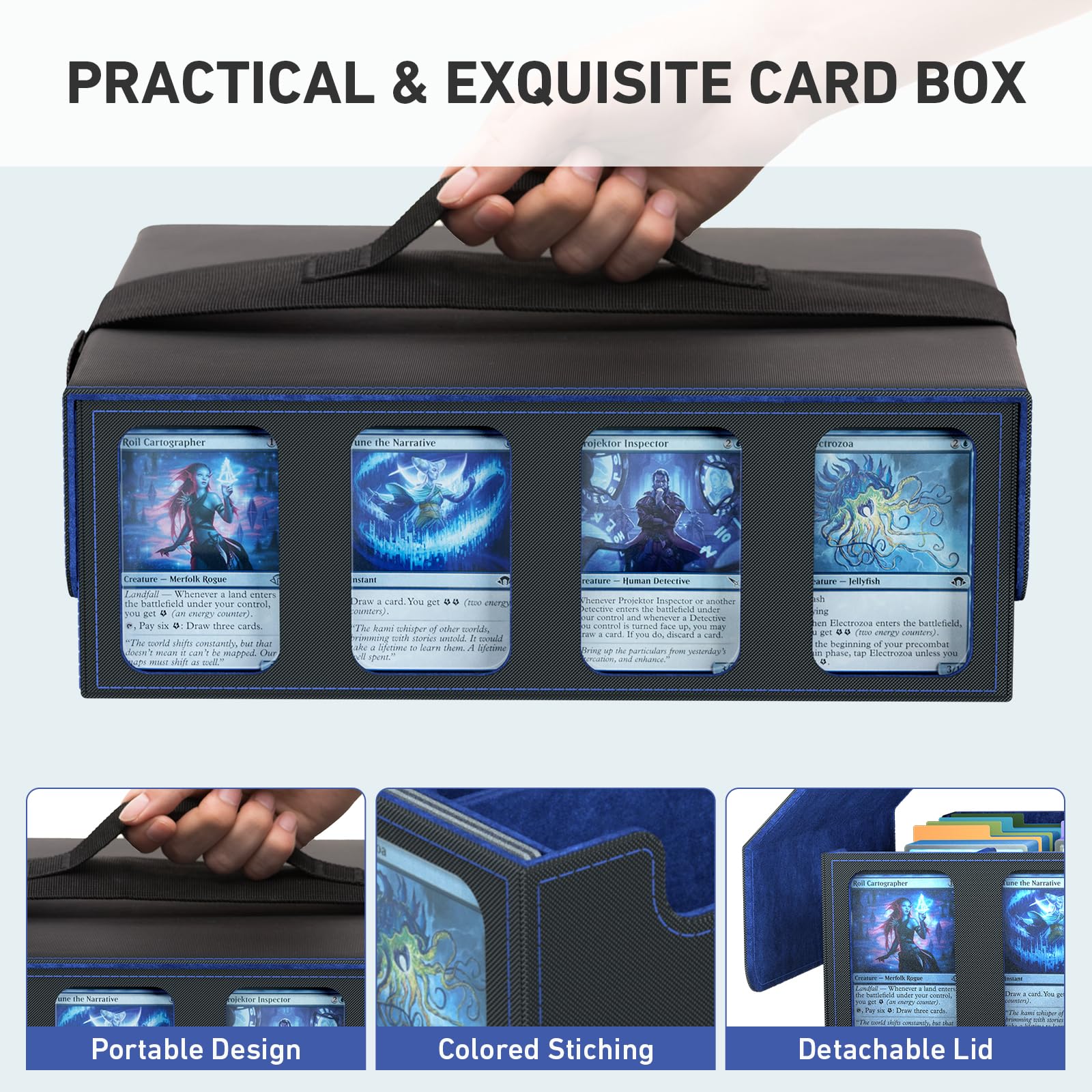 4-rzędowe pudełko do przechowywania kart kolekcjonerskich, etui na karty 3200+ MTG TCG Magic Baseball Soprts organizer na karty do gry, pudełko na talię dowódcy z 4 podpórkami i 24 przegrodami i
