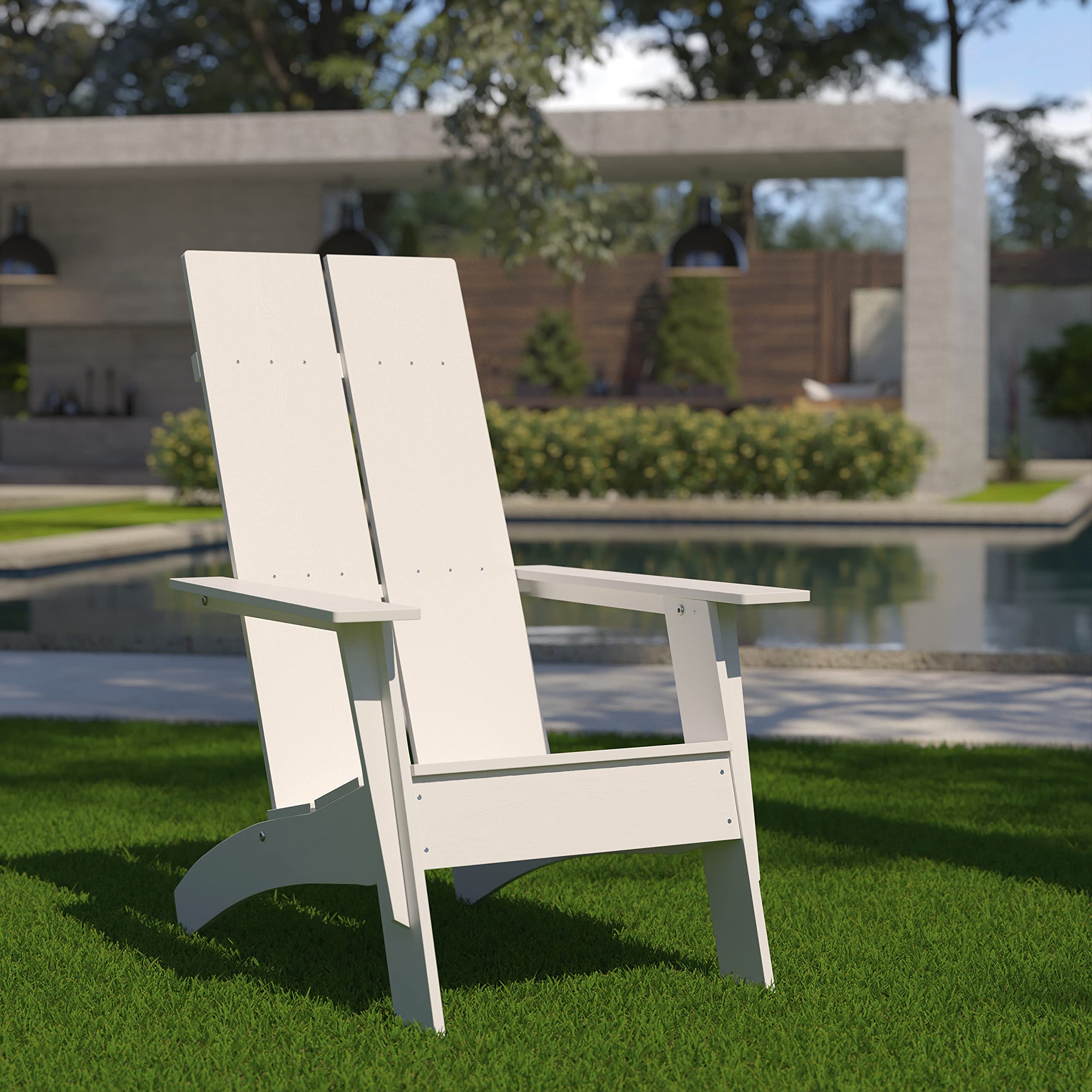 Flash Furniture Muebles Flash Silla Adirondack Moderna, White, Set of 1