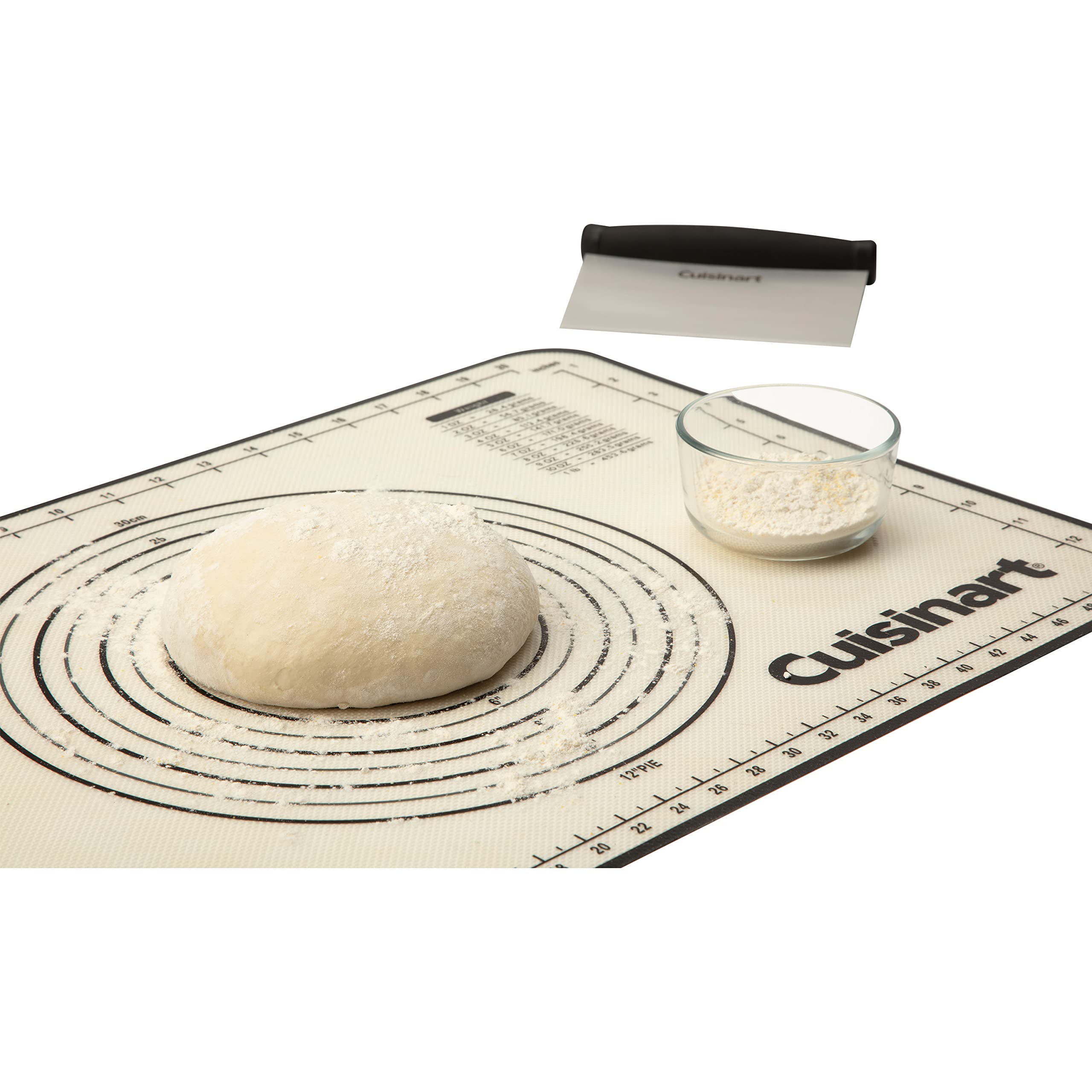 Cuisinart CPS-3216 - Juego de 5 piezas de preparación y servicio de pizza (alfombrilla de silicona antiadherente, cáscara de pizza de madera, cortador de pizza, cortador de masa, rodillo de masa)