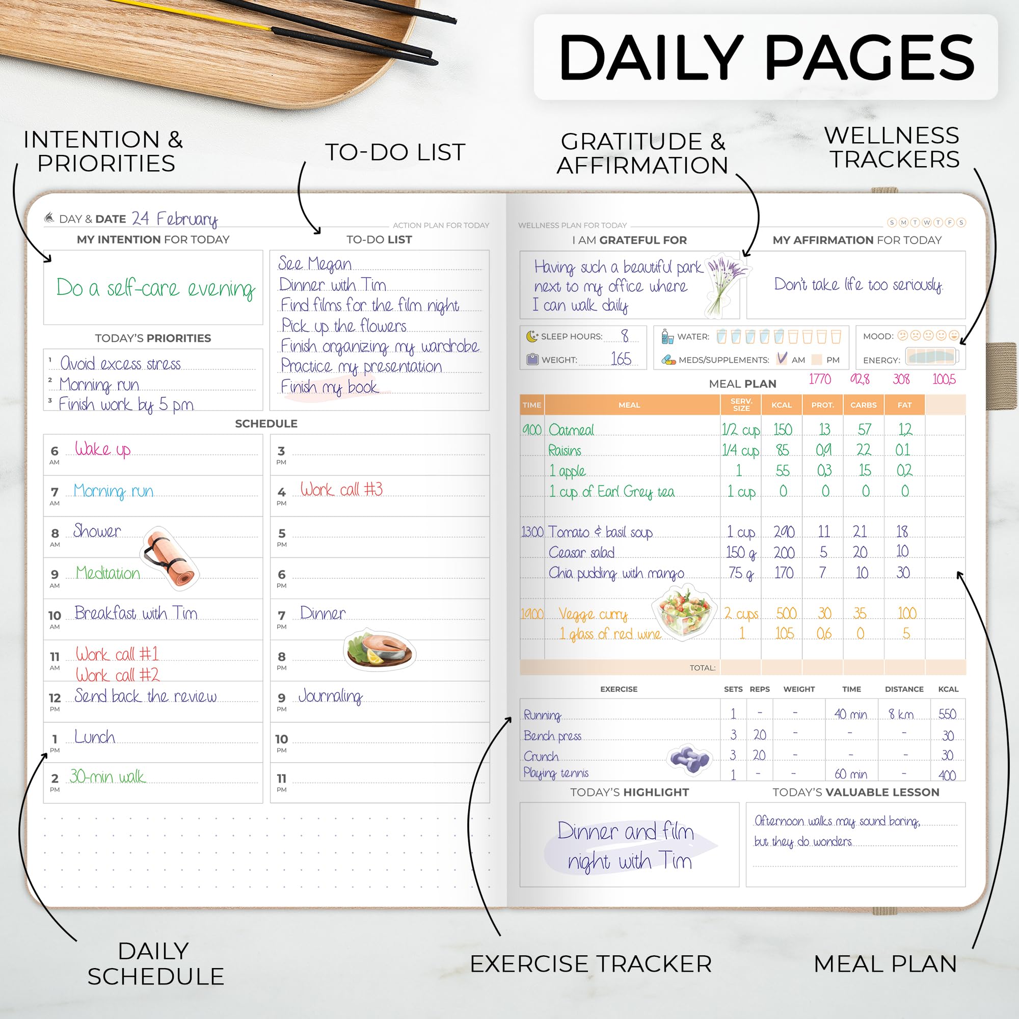 Clever Fox Wellness Planner Premium, Daily Lifestyle Journal to Support Health, Nutrition & Exercise - Image 3