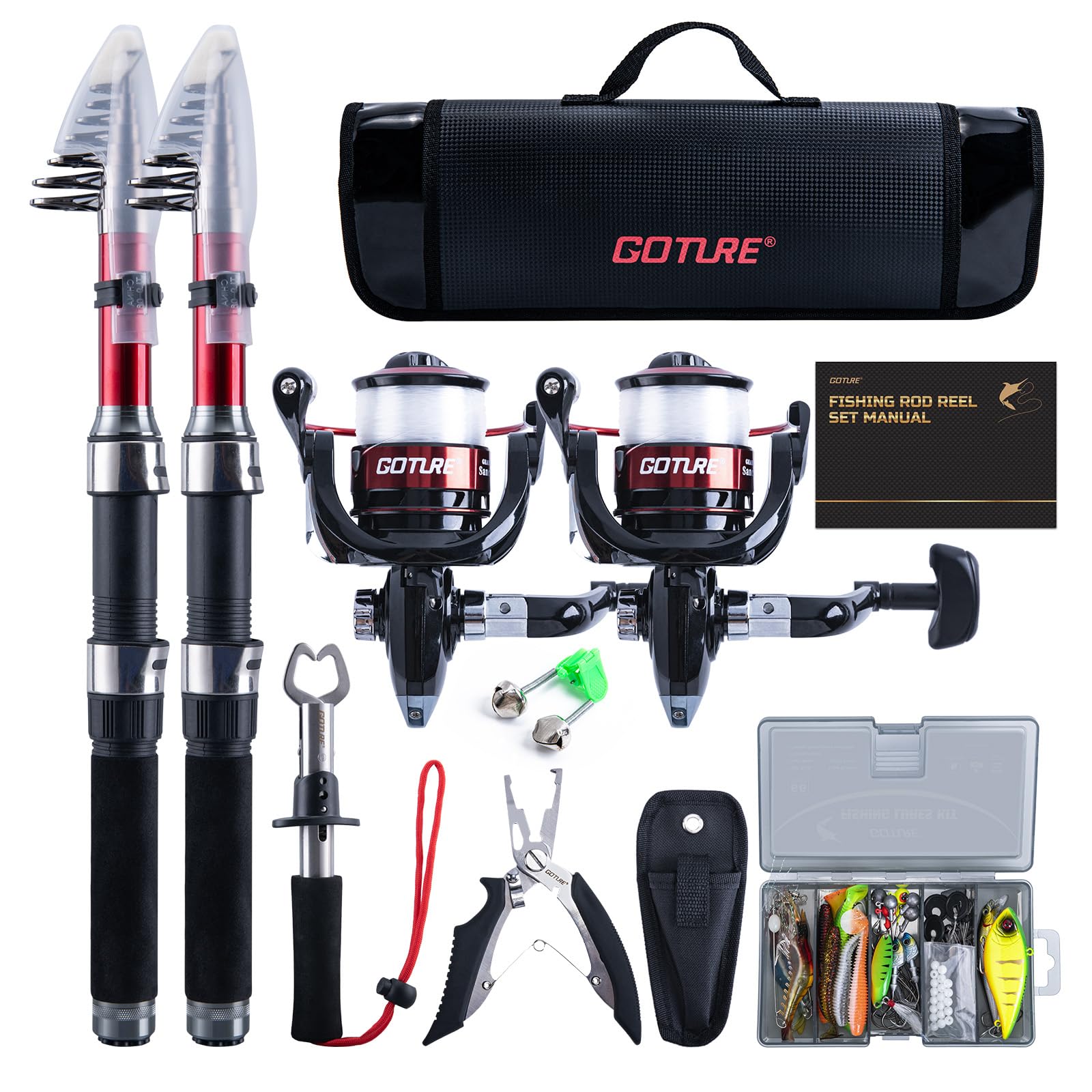 Fishing Kit Telescopic Saltwater Fishing Rod And Reel Combo Pre-spooled  Fishing Rod And Reel Kit Goture Telescopic Fishing Rod Reel Combo 66-Piece  Lure Kit, Lengths ML Action, Saltwater/Freshwater, ...