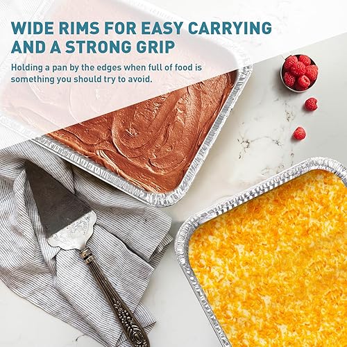Miniatura 7 de XIAFEI Sartenes de papel de aluminio de 9 x 13 con tapas (paquete de 10), sartenes desechables de papel de aluminio profundo de tamaño medio,