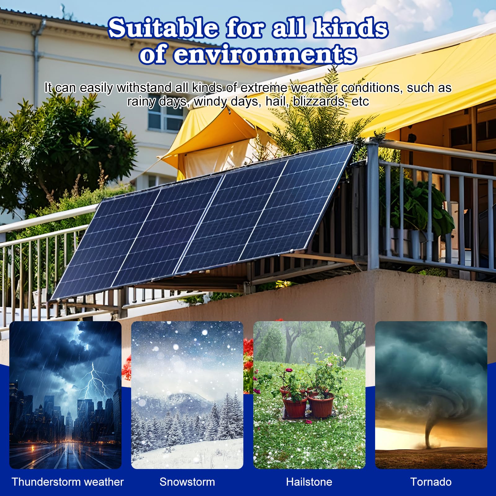 4 szt. wsporników do stacji zasilania balkonowego, regulowany wspornik balkonowy do paneli słonecznych, haczyki do wsporników solarnych, do kwadratowego terenu balkonowego o szerokości 60