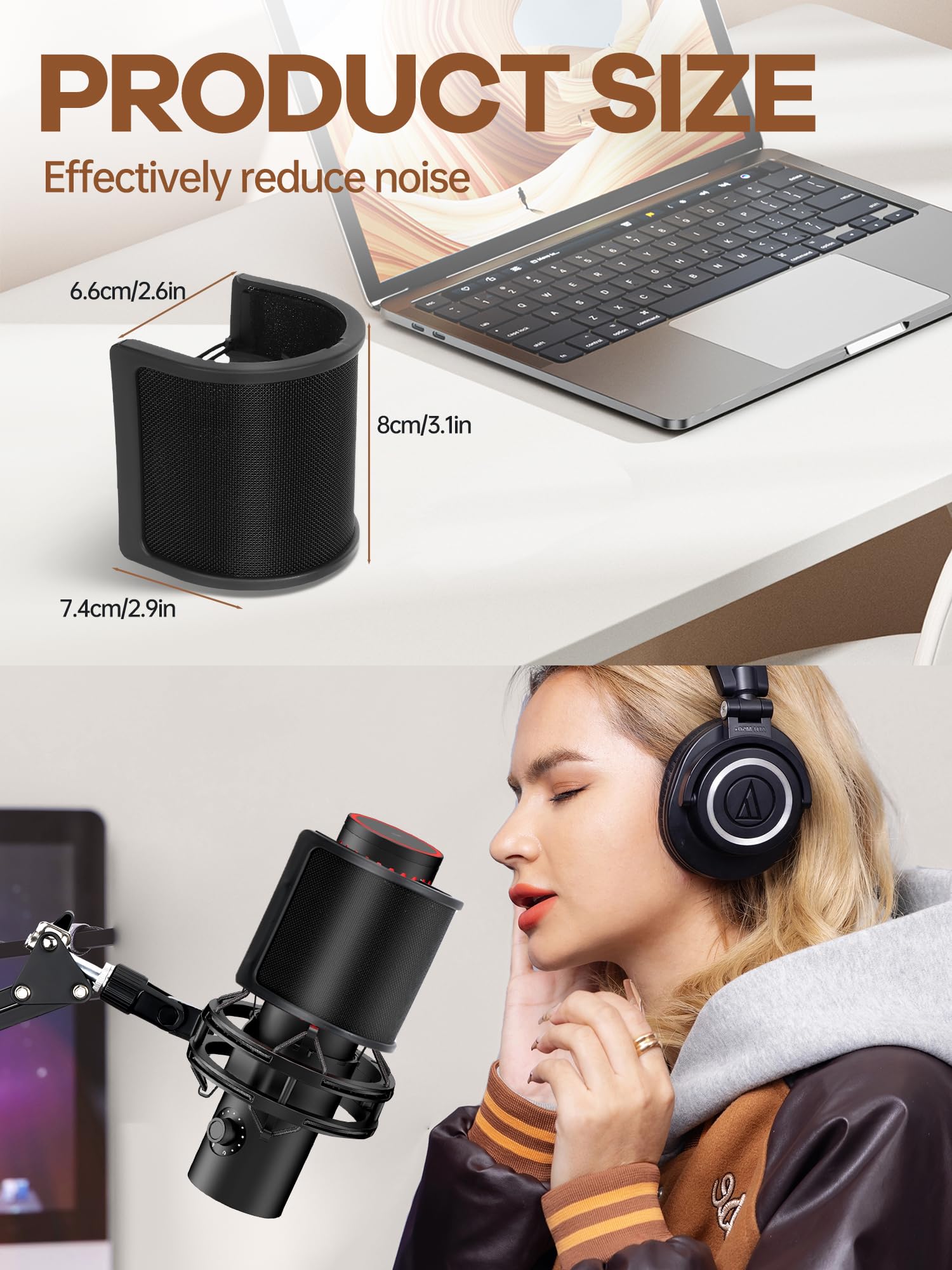 Microphone Pop Filter for HyperX, Mic Pop Shield Compatible with HyperX QuadCast 2 USB Mic - Image 2