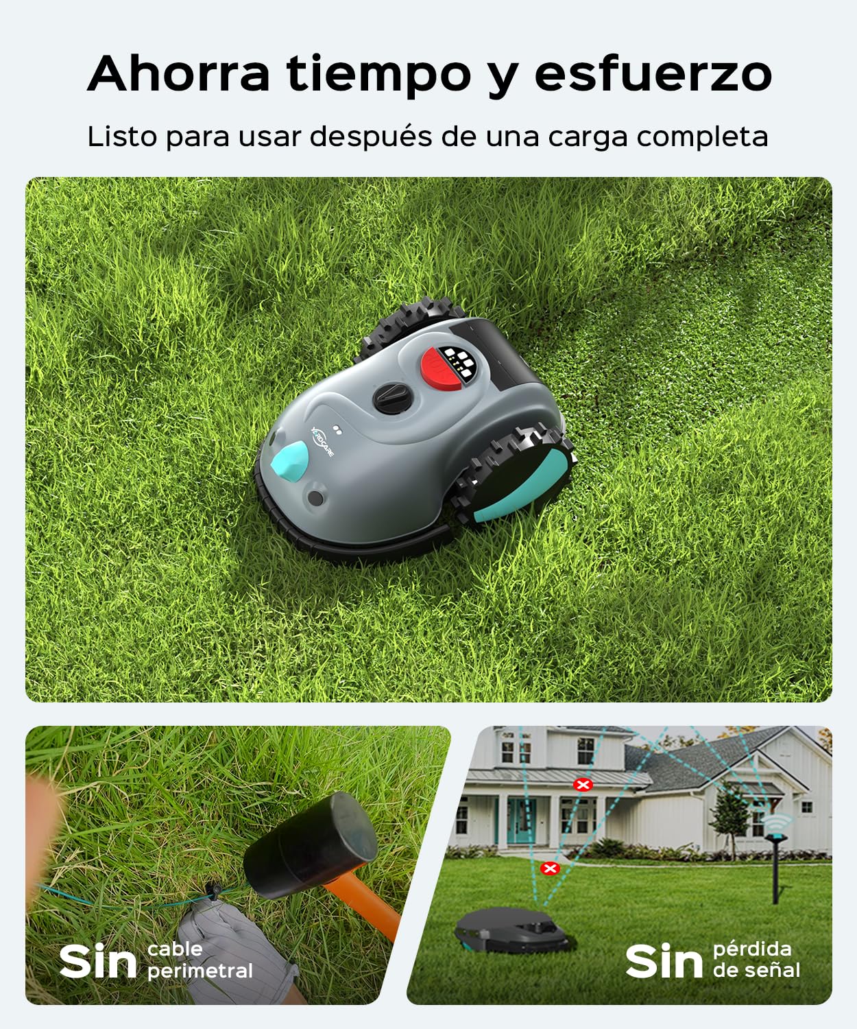 (2026 Upgrade) YARDCARE V100 Robot Cortacésped sin Cable Perimetral con Navegación por Visión, Detección de 150 Obstáculos, hasta 150 m², con batería de 4 Ah, Cuchillas de Repuesto, Banda magnética