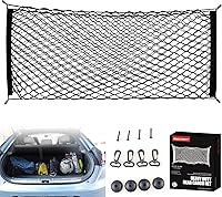 Vista 7 de Red de carga trasera para automóvil, red organizadora de almacenamiento elástica ajustable, red de almacenamiento de carga para maletero, ajuste