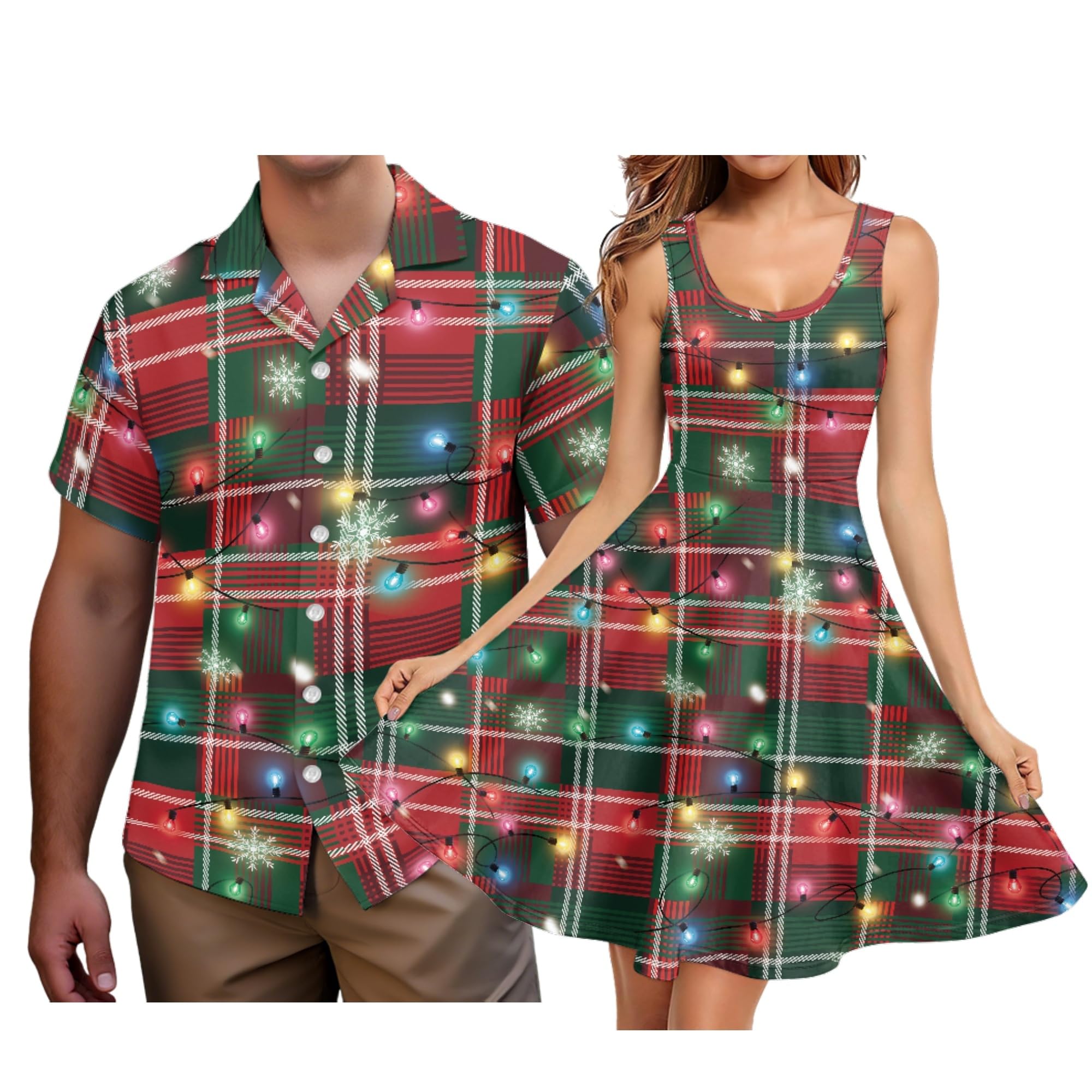 Hawaii Matching Couple Outfits Husband and Wife Clothing Fashionable Mens Casual Shirts Hawaii Dress with Soft Fabric