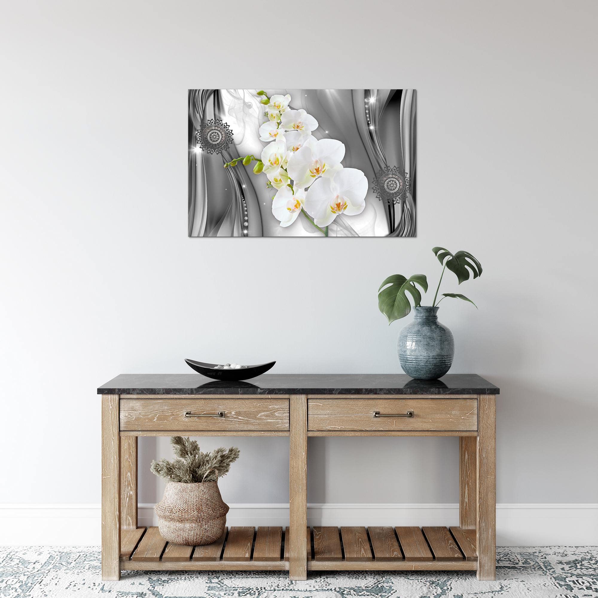 Runa Art Tabella decorazione floreale muro Orchidee - 60 x 40 cm XXL Stampa su Tela Salotto Appartamento - pronta per essere appesa - 201215a