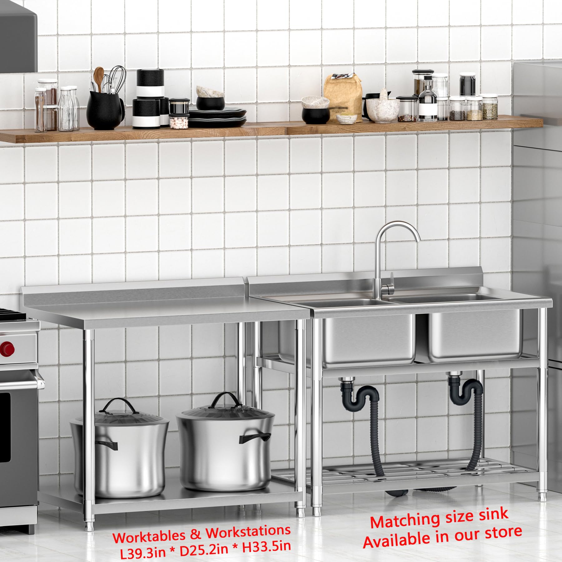 Amazon.co.jp: 準備&作業用ステンレススチールテーブル 39 x 25インチ