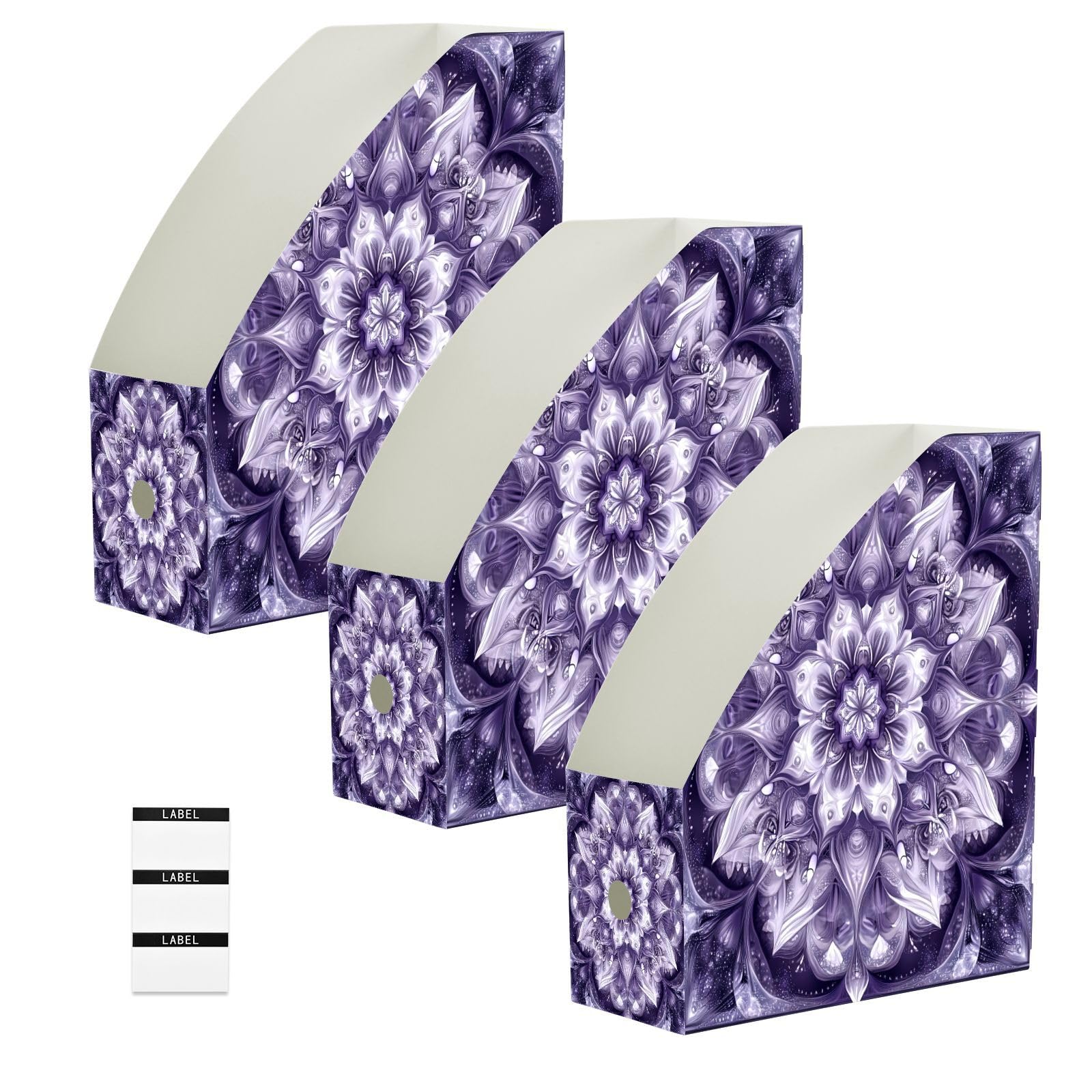 Ttgoth Magazine File Holder for Desk, PP File Organizer for A4 Documents and Magazines, Foldable Desktop Storage Box with Labels for Office, School, Home, 3 Pack