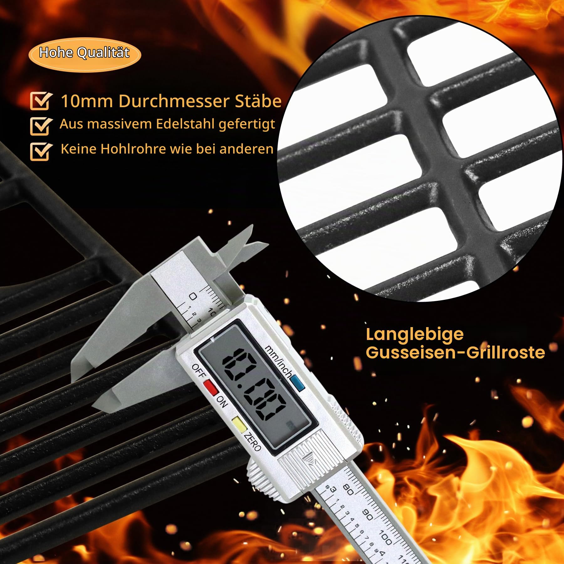 E210 44,5x26cm Grillrost für Weber Spirit I & II 200 Serie, Spirit E210, E220, S210, S220 (mit vorderen Bedienknöpfen), 7637 Ersatzteile Gusseisen für Spirit 200 Grillrost