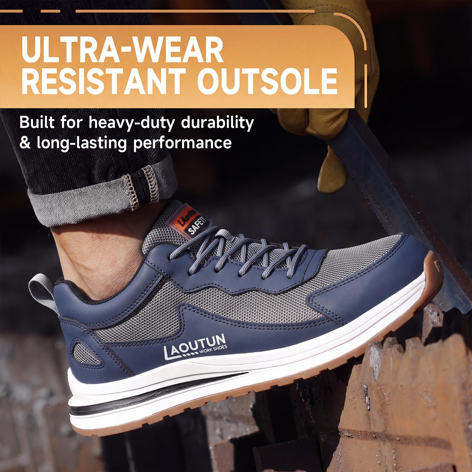 LAoutun Zapatillas de seguridad para hombre, con puntera de acero