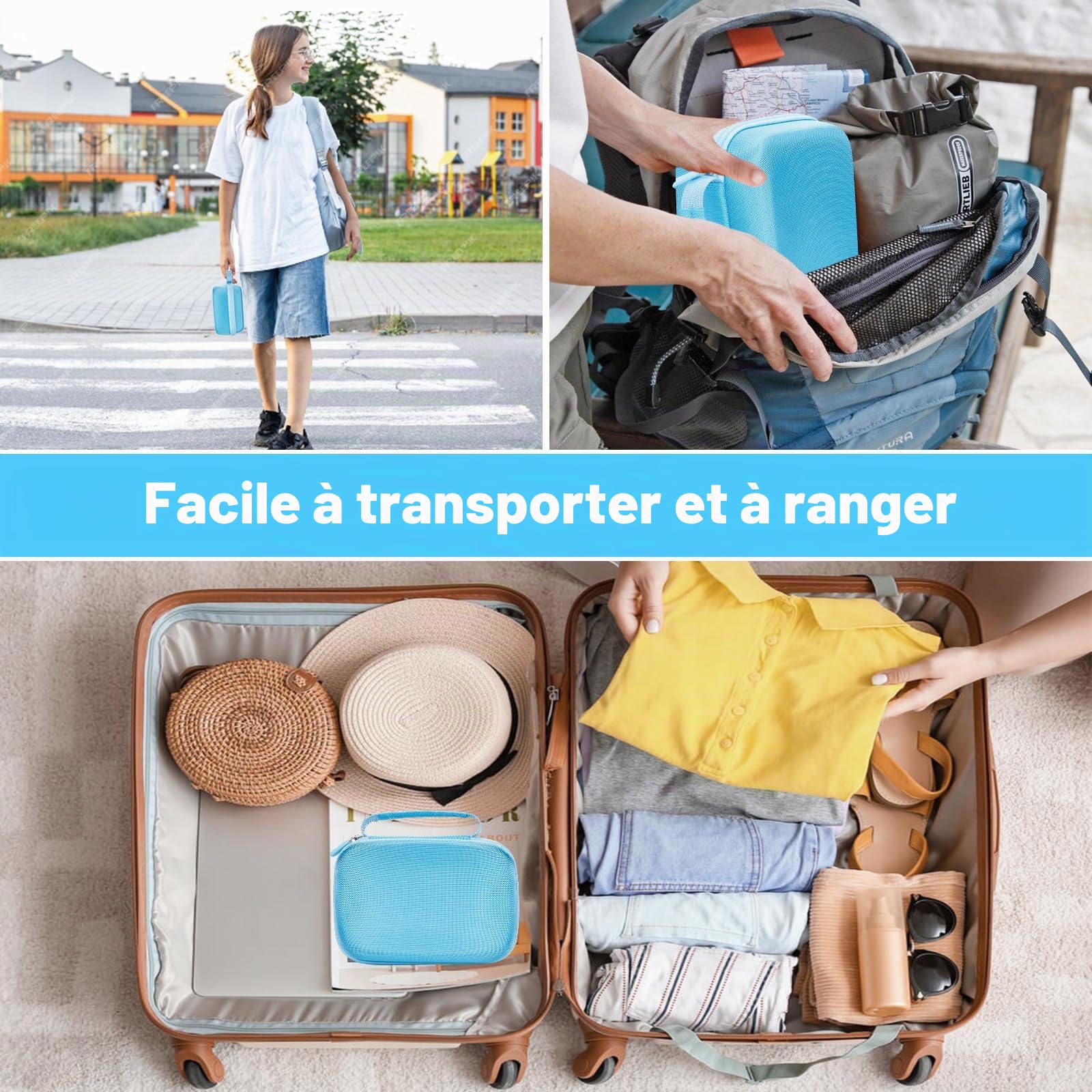 Etui Appareil Photo Résistant aux Chocs avec Dragonne pour Enfant - Bleu
