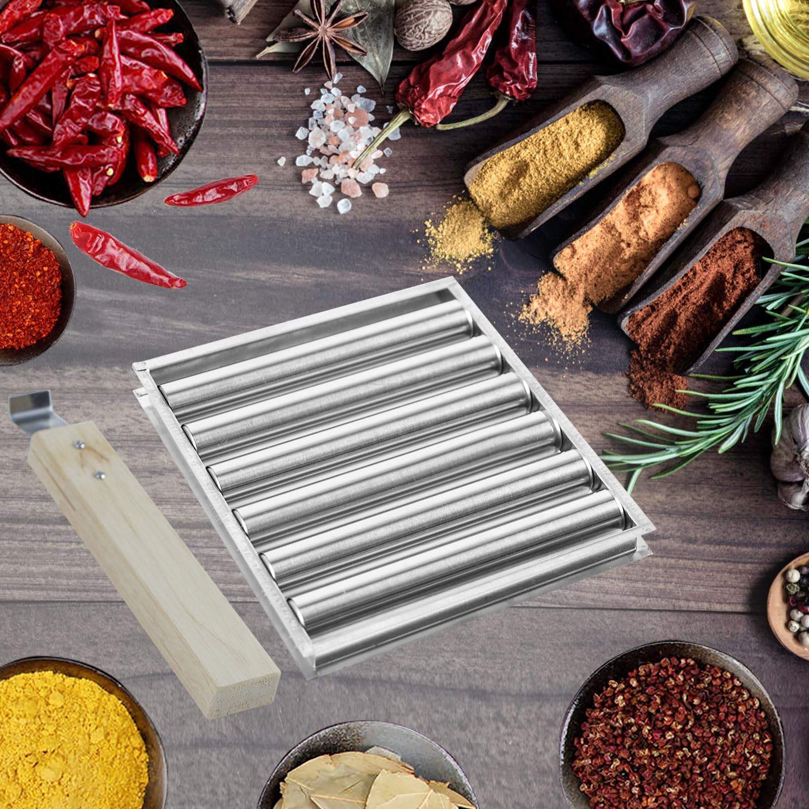 mumisuto Rullo per Hot Dog, Griglia per Salsicce BBQ, Rullo per Salsicce, Rullo per Griglia per Hot Dog con Manico in Legno Extra Lungo per Barbecue per Grigliare Uniformemente Hot Dog, Salsicce